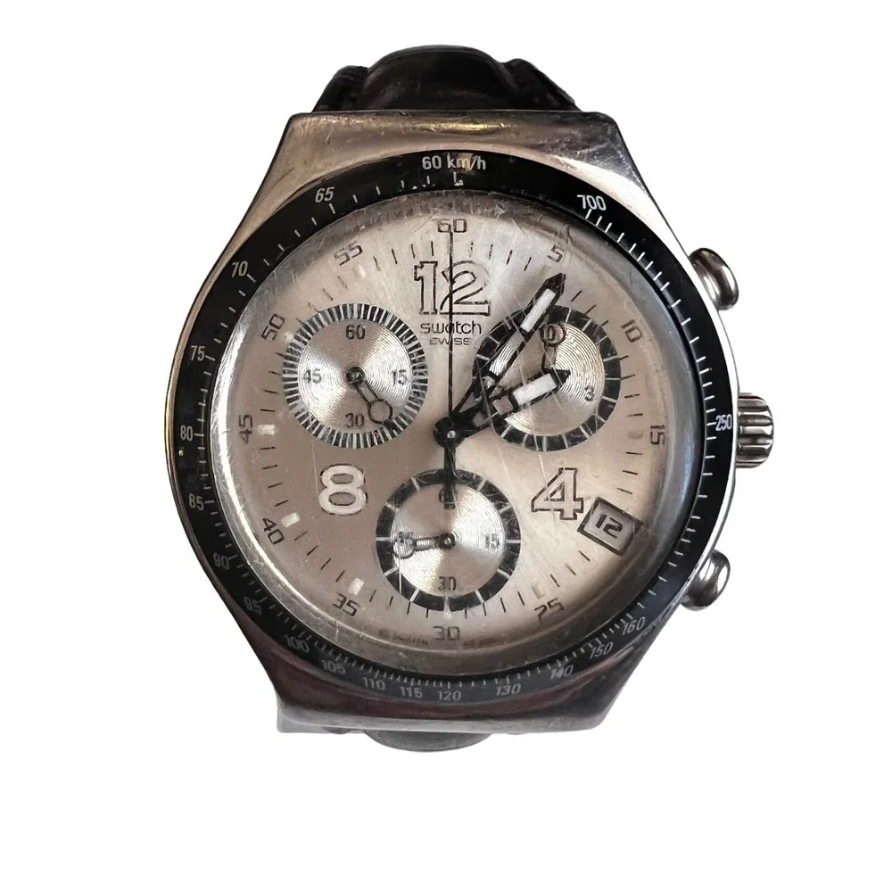 Vintage Men's Swatch Irony‎ Chronograph Watch 4 Jewels V8 Swiss Made Patented WR